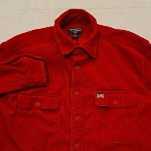 Polo Jeans Co. Men's Vintage Red Corduroy Long Sleeve Button-down Shirt M